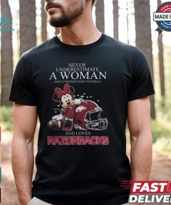 Arkansas Razorbacks x Minnie Mouse Never Underestimate A Woman Who Understands Football And Loves Shirt