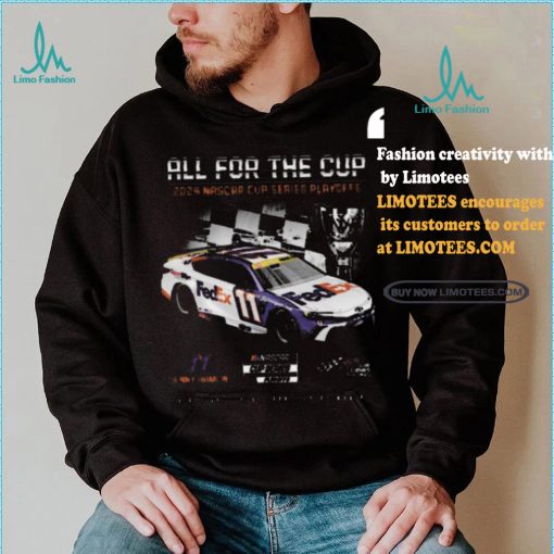 Awesome Men’s Denny Hamlin Joe Gibbs Racing Team Collection Black 2024 NASCAR Cup Series Playoffs FedEx T Shirt