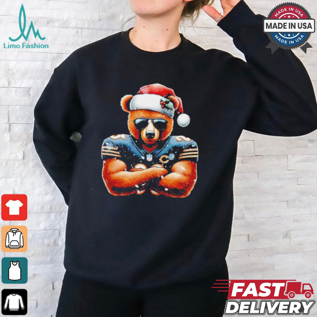 Bear with Santa hat Chicago Bears Merry Christmas shirt Bear with Santa hat Chicago Bears Merry Christmas shirt