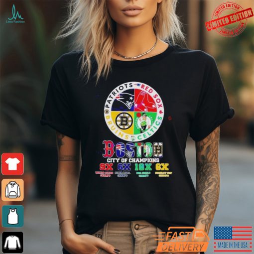 Boston Red Sox – Boston Celtics – New England Patriots – Boston Bruins Boston City Of Champions T Shirt