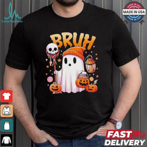 Bruh Ghost Halloween Cute Ghost Trick Or Treat Candy Kids T shirt