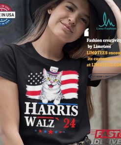 Cat Ladies For Harris Walz 2024 For President Kamala Cat T shirt