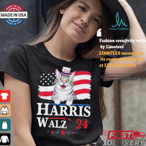 Cat Ladies For Harris Walz 2024 For President Kamala Cat T shirt