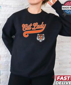 Cat Lady Baseball Script Tiger Logo t shirt
