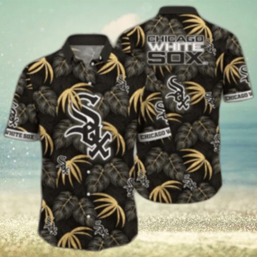 Chicago White Sox Tropical Gold Leaf Aloha Shirt