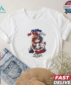 Childless cat lady voting for Kamala Harris 2024 girl crocheting shirt