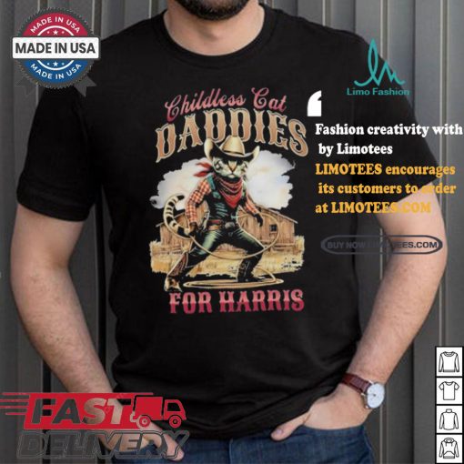 Cowboy Childless Cat Daddies For Harris Walz Shirt