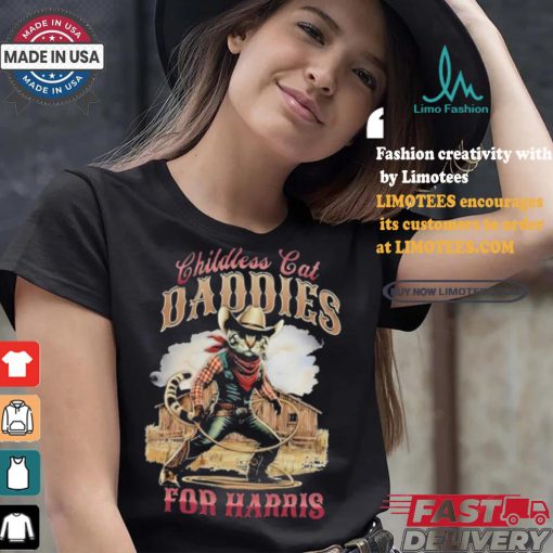 Cowboy Childless Cat Daddies For Harris Walz Shirt