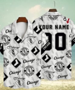 Customizable Chicago White Sox Hawaiian Shirt With Monochrome Logo Pattern