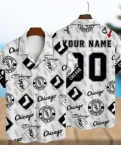 Customizable Chicago White Sox Hawaiian Shirt With Monochrome Logo Pattern