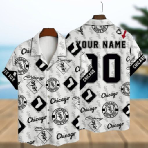 Customizable Chicago White Sox Hawaiian Shirt With Monochrome Logo Pattern