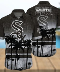 Dark Palm Silhouettes – White Sox Tropical Sunset Aloha Shirt