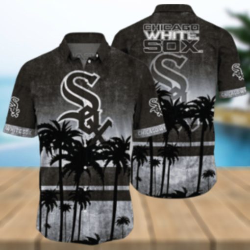 Dark Palm Silhouettes – White Sox Tropical Sunset Aloha Shirt