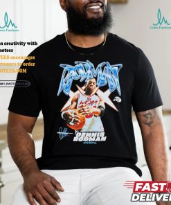 Dennis Rodman player pose Chicago Bulls signature shirt