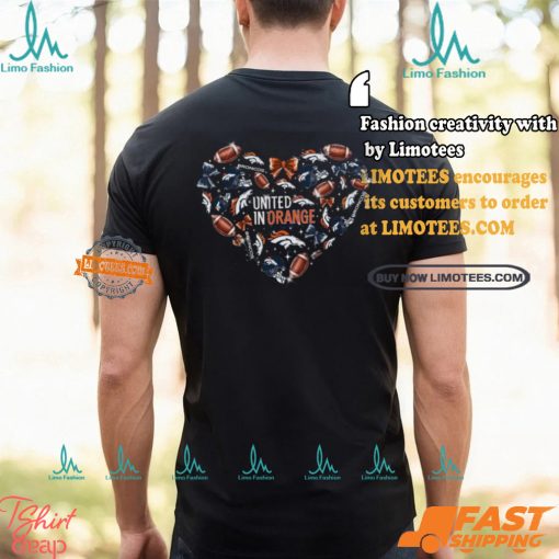 Denver Broncos United In Orange Football Lover Heart T Shirt