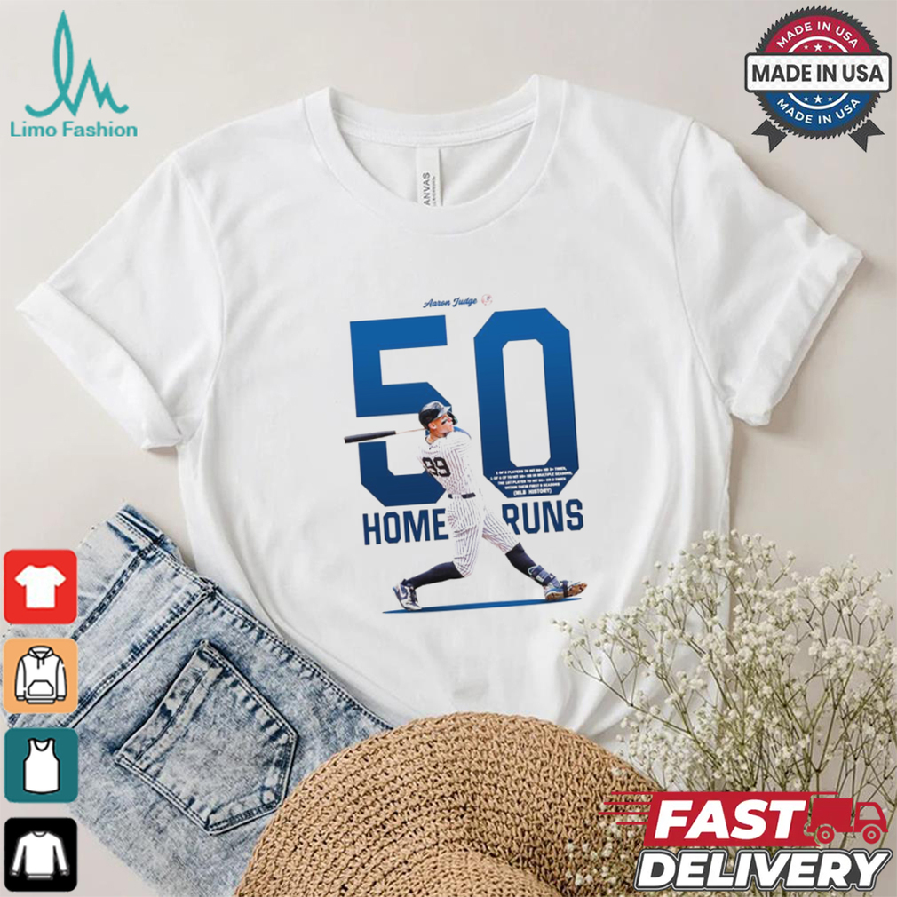 Design Aaron Judge 50 home runs 1 of 5 players to hit 50+ hr 3+ times MLB history shirt Design Aaron Judge 50 home runs 1 of 5 players to hit 50+ hr 3+ times MLB history shirt