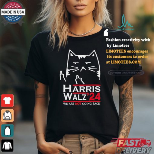Design Funny Cat Harris Walz ’24 We Are Not Going Back Shirt