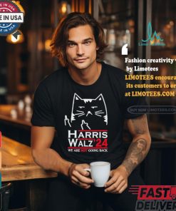 Design Funny Cat Harris Walz ’24 We Are Not Going Back Shirt