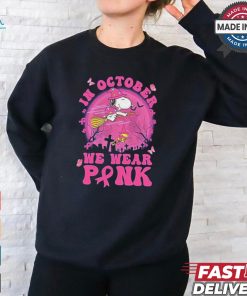 Design Snoopy In October We Wear Pink Halloween 2024 Shirt