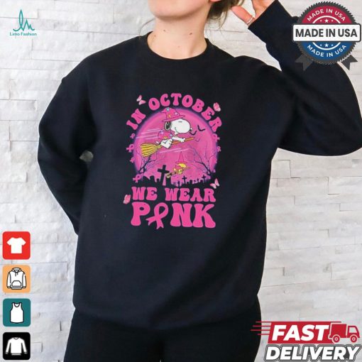 Design Snoopy In October We Wear Pink Halloween 2024 Shirt