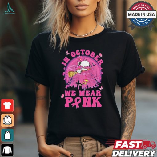 Design Snoopy In October We Wear Pink Halloween 2024 Shirt