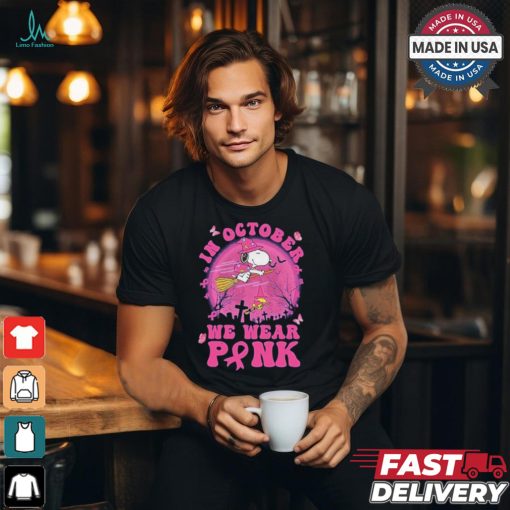 Design Snoopy In October We Wear Pink Halloween 2024 Shirt