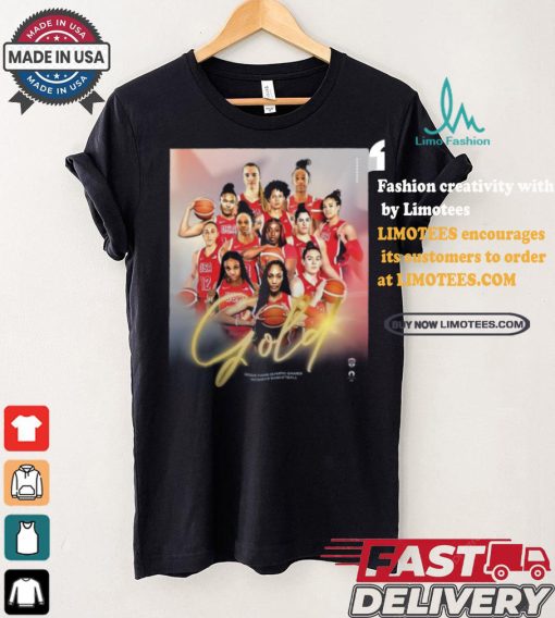 Design Usa Basketball Gold 2024 Paris Olympic Games Women’s Basketball Poster Shirt
