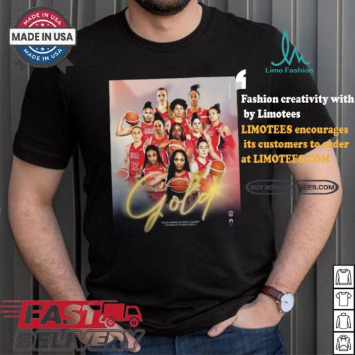 Design Usa Basketball Gold 2024 Paris Olympic Games Women’s Basketball Poster Shirt