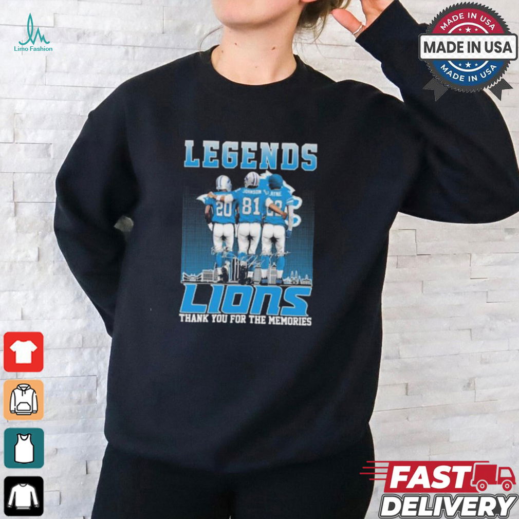 Detroit Lions Legends Sanders Johnson And Layne Thank You For The Memories Signatures Shirt Detroit Lions Legends Sanders Johnson And Layne Thank You For The Memories Signatures Shirt