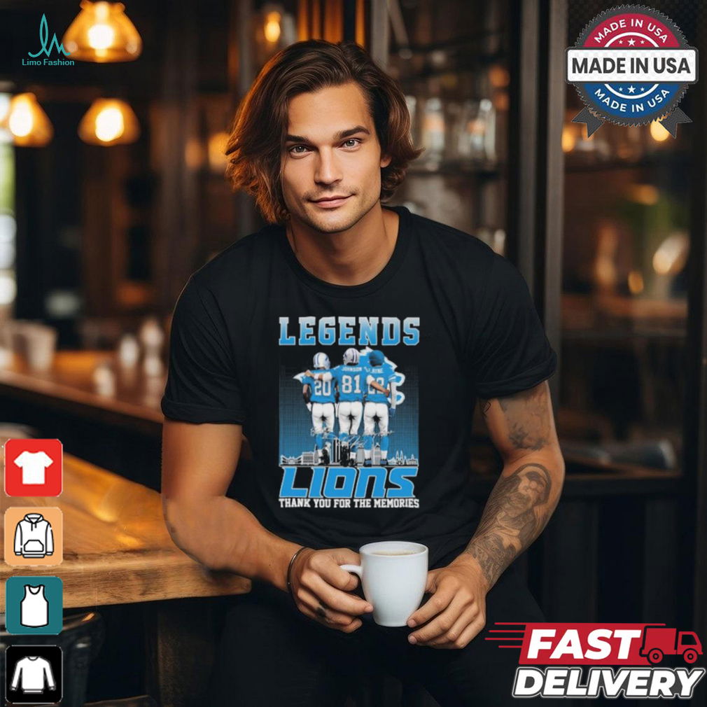 Detroit Lions Legends Sanders Johnson And Layne Thank You For The Memories Signatures Shirt Detroit Lions Legends Sanders Johnson And Layne Thank You For The Memories Signatures Shirt