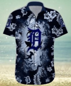 Detroit Tigers Hawaiian Shirt with Ocean Graphics