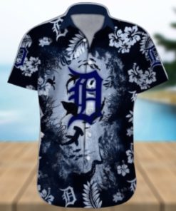 Detroit Tigers Hawaiian Shirt with Ocean Graphics