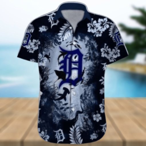 Detroit Tigers Hawaiian Shirt with Ocean Graphics