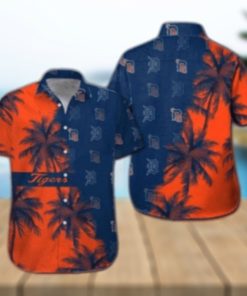 Detroit Tigers Sunset Palms Split Design Hawaiian Shirt