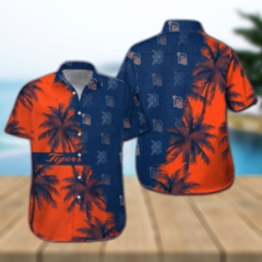 Detroit Tigers Sunset Palms Split Design Hawaiian Shirt