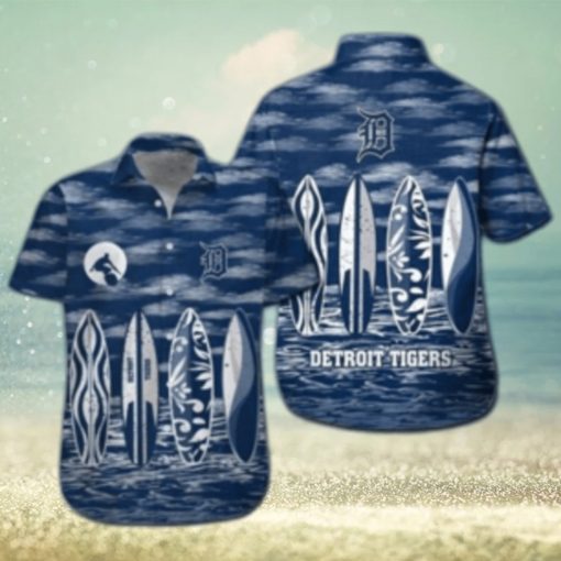 Detroit Tigers Surfboard Stripe Aloha Shirt