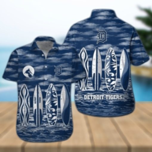 Detroit Tigers Surfboard Stripe Aloha Shirt