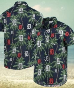 Detroit Tigers Tropical Palm Night Aloha Shirt