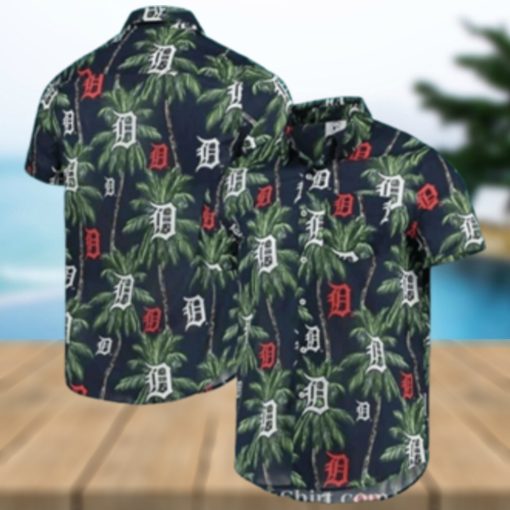 Detroit Tigers Tropical Palm Night Aloha Shirt