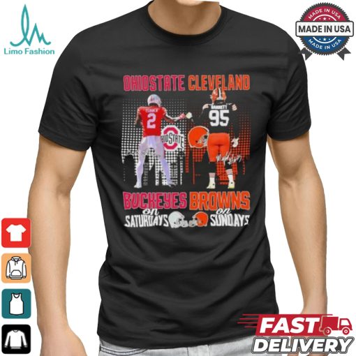 Emeka Egbuka Ohio State Buckeyes On Saturdays And Myles Garrett Cleveland Browns On Sundays Shirt