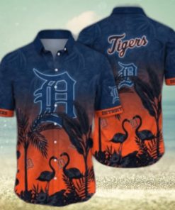 Flamingo Sunset Detroit Tigers Tropical Hawaiian Shirt