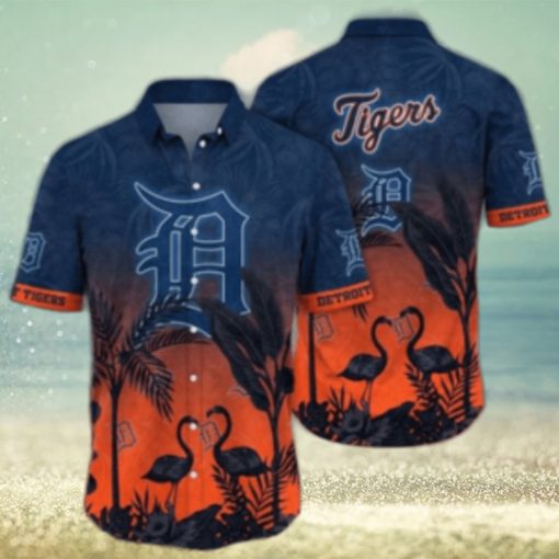 Flamingo Sunset Detroit Tigers Tropical Hawaiian Shirt