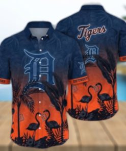 Flamingo Sunset Detroit Tigers Tropical Hawaiian Shirt