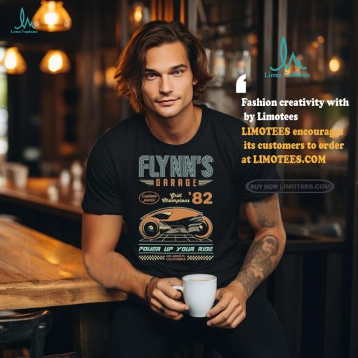 Flynn’s Garage Grid Champions 82 Power Up Your Ride Los Angeles California Shirt