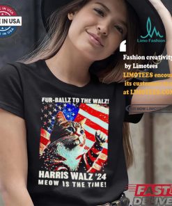 Fur Ballz To The Walz Harris Walz 24 Meow Is The Time 024 Election Political President Usa Vote T shirt