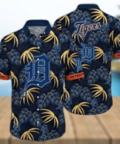 Golden Palms Detroit Tigers Dark Hawaiian Shirt