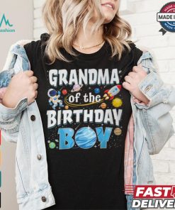 Grandma Of The Birthday Boy Astronaut Family Space Planets T Shirt