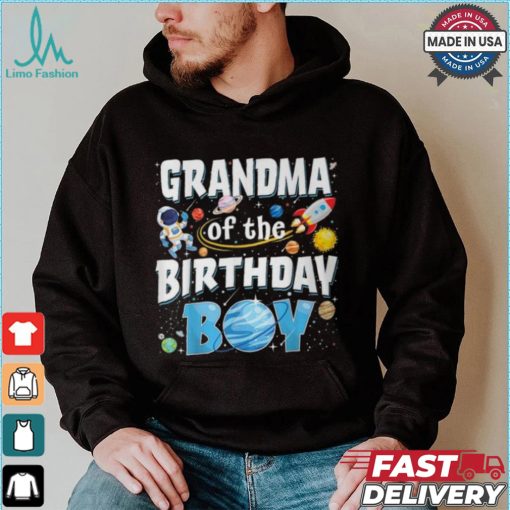 Grandma Of The Birthday Boy Astronaut Family Space Planets T Shirt