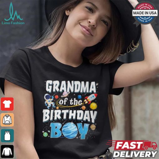 Grandma Of The Birthday Boy Astronaut Family Space Planets T Shirt