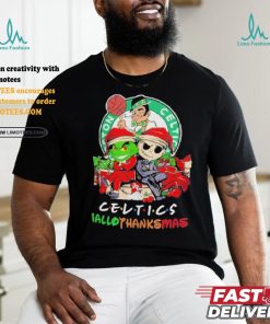 Grinch And Jack Boston Celtics Friends HalloThanksMas Shirt